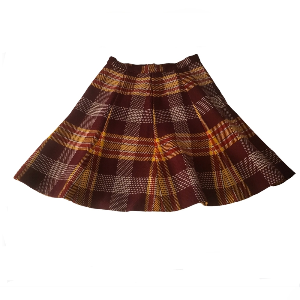 1960's Vintage Bobbie Brooks mahogany plaid skirt